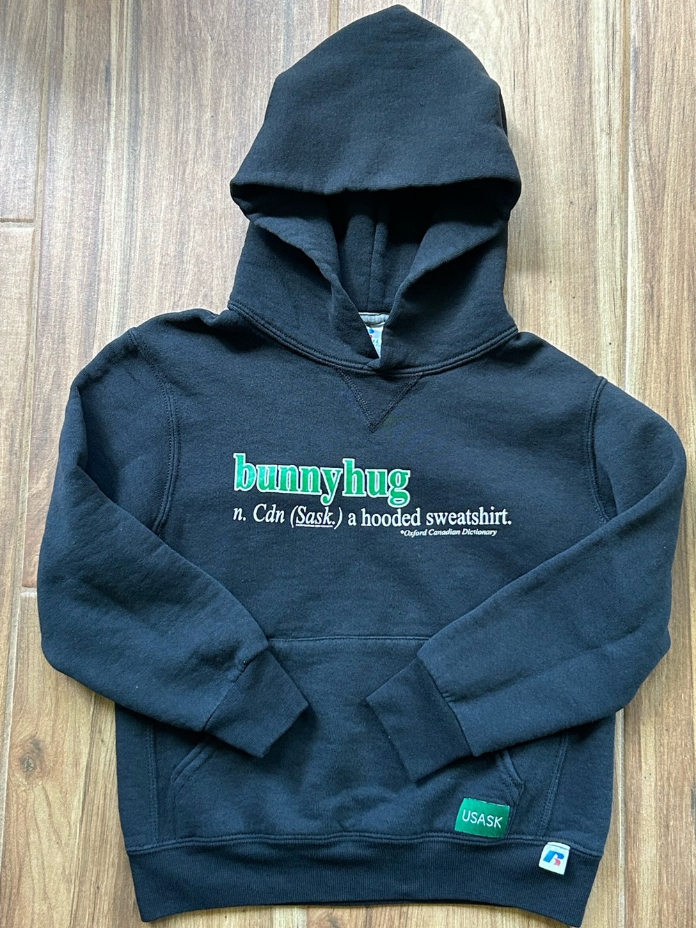 Youth Small USASK Bunnyhug Hoodie Black University of Saskatchewan